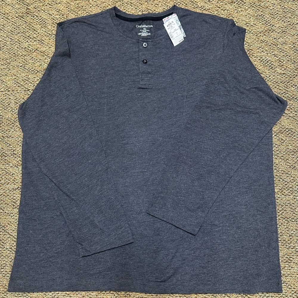 Croft & Barrow Men's Navy Long Sleeve Henley